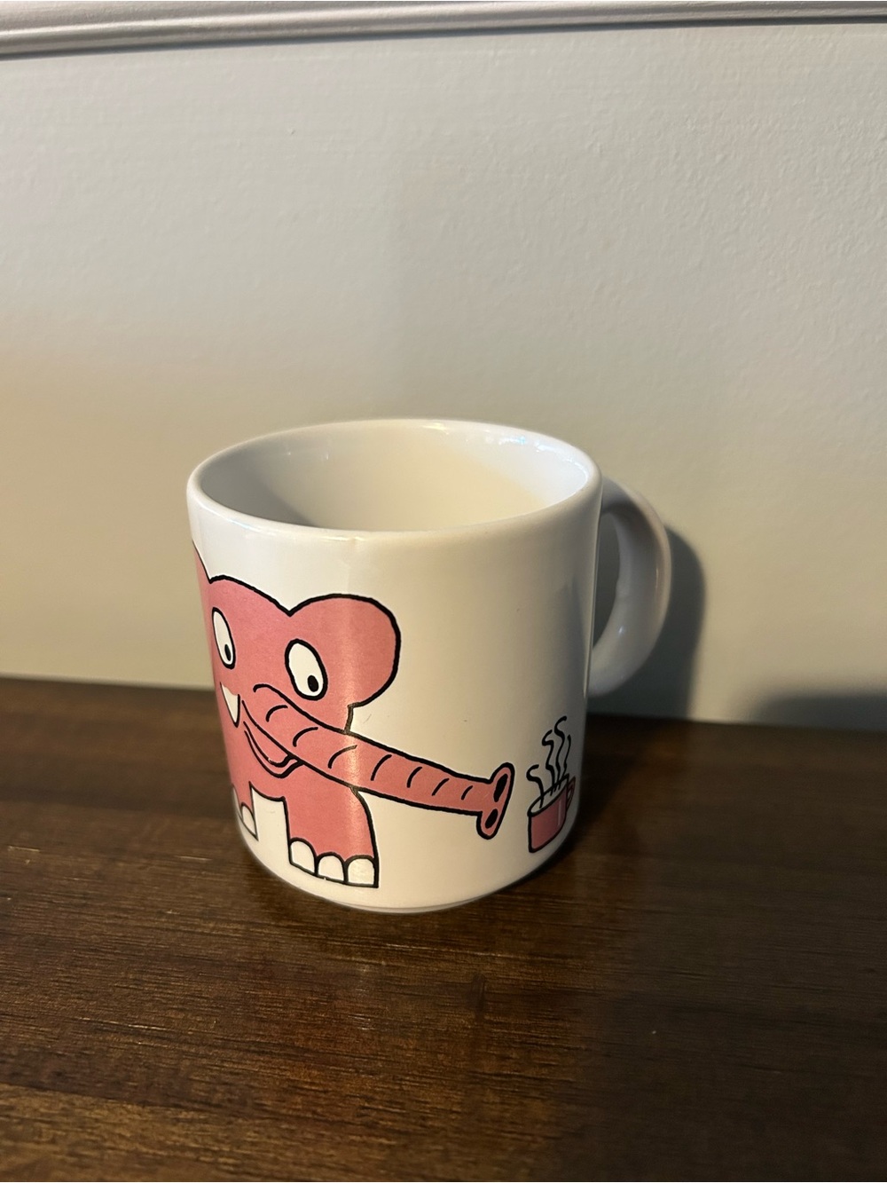 Purbeck Ceramic Expresso Mug with Pink Elephant Graphic made in England